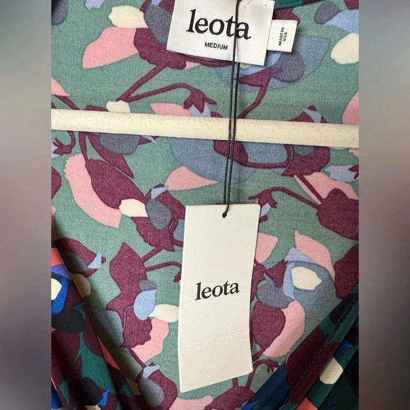 Leota “Noleena” Faux Wrap Style Abstract Print A-Line Dress Women’s Size Medium - Picture 5 of 7